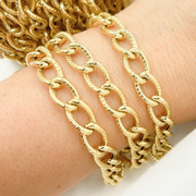 Gold Plated 925 Sterling Silver Textured Oval Link Chain